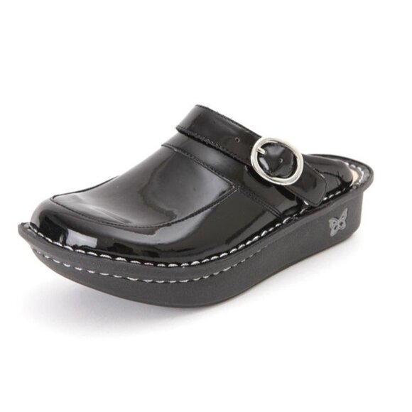 Alegria‎ 12 Kids Black Patent Clogs Mules Slides LOU 101 LOUISE Seville - Picture 1 of 10